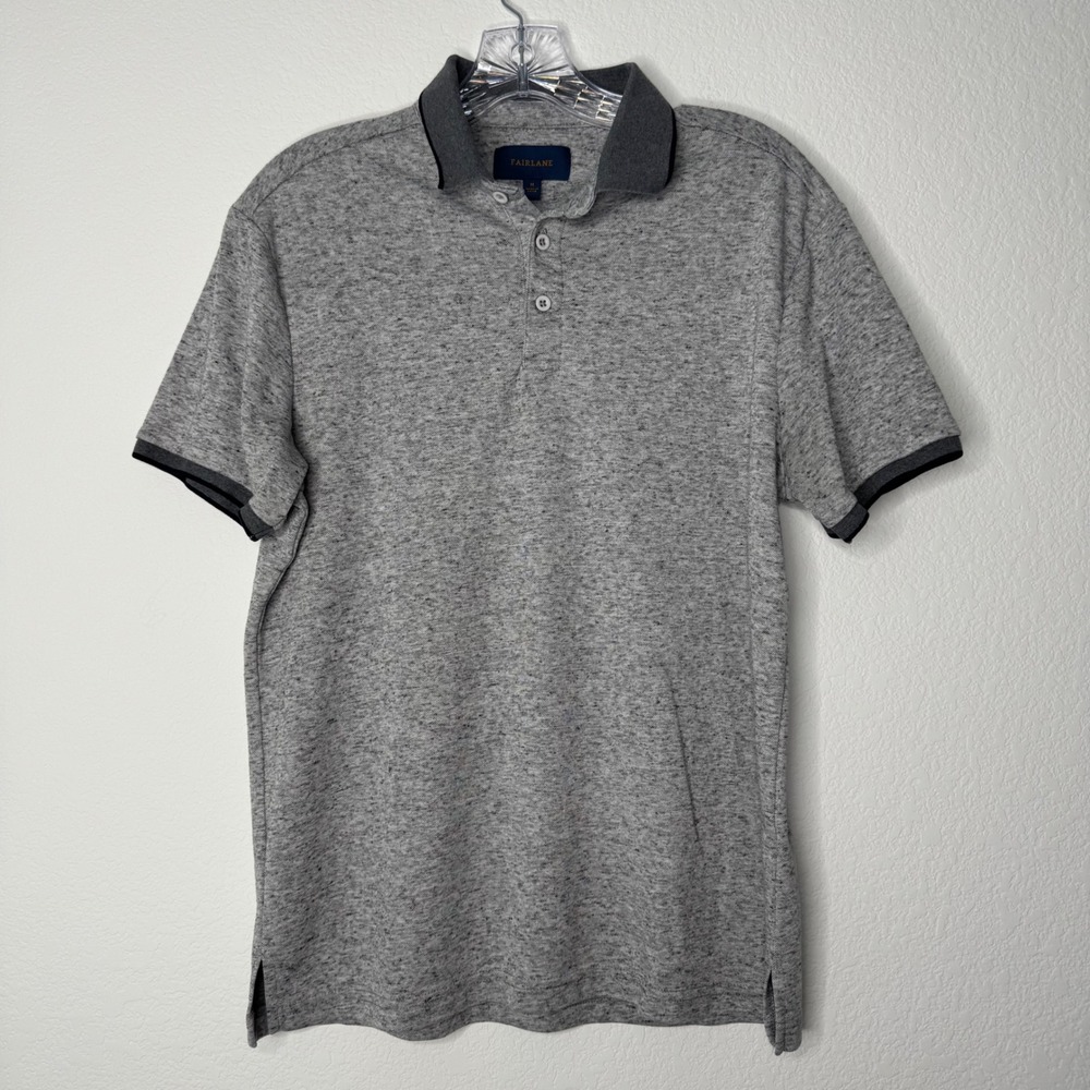 Fairlane Heather Grey Short Sleeve Polo Collared Shirt MGK10743-HY Men's Size M